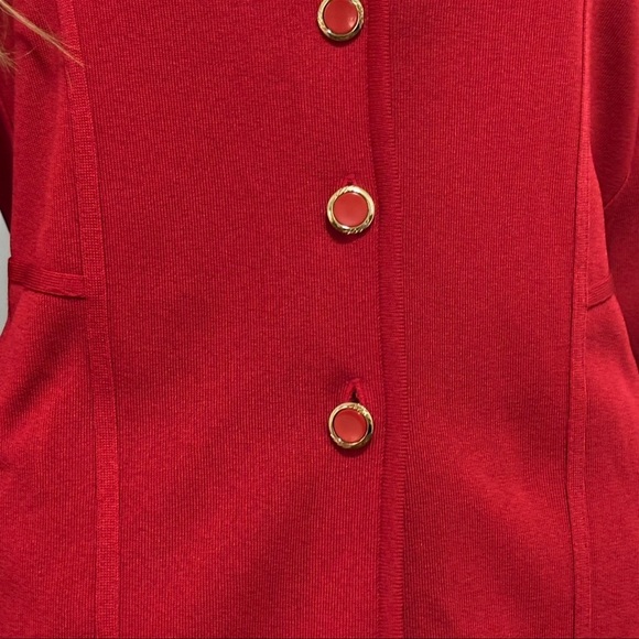 GORGEOUS EXCLUSIVELY MISOOK SOLID RED KNIT BLAZER IN EXCELLENT CONDITION - Picture 3 of 7